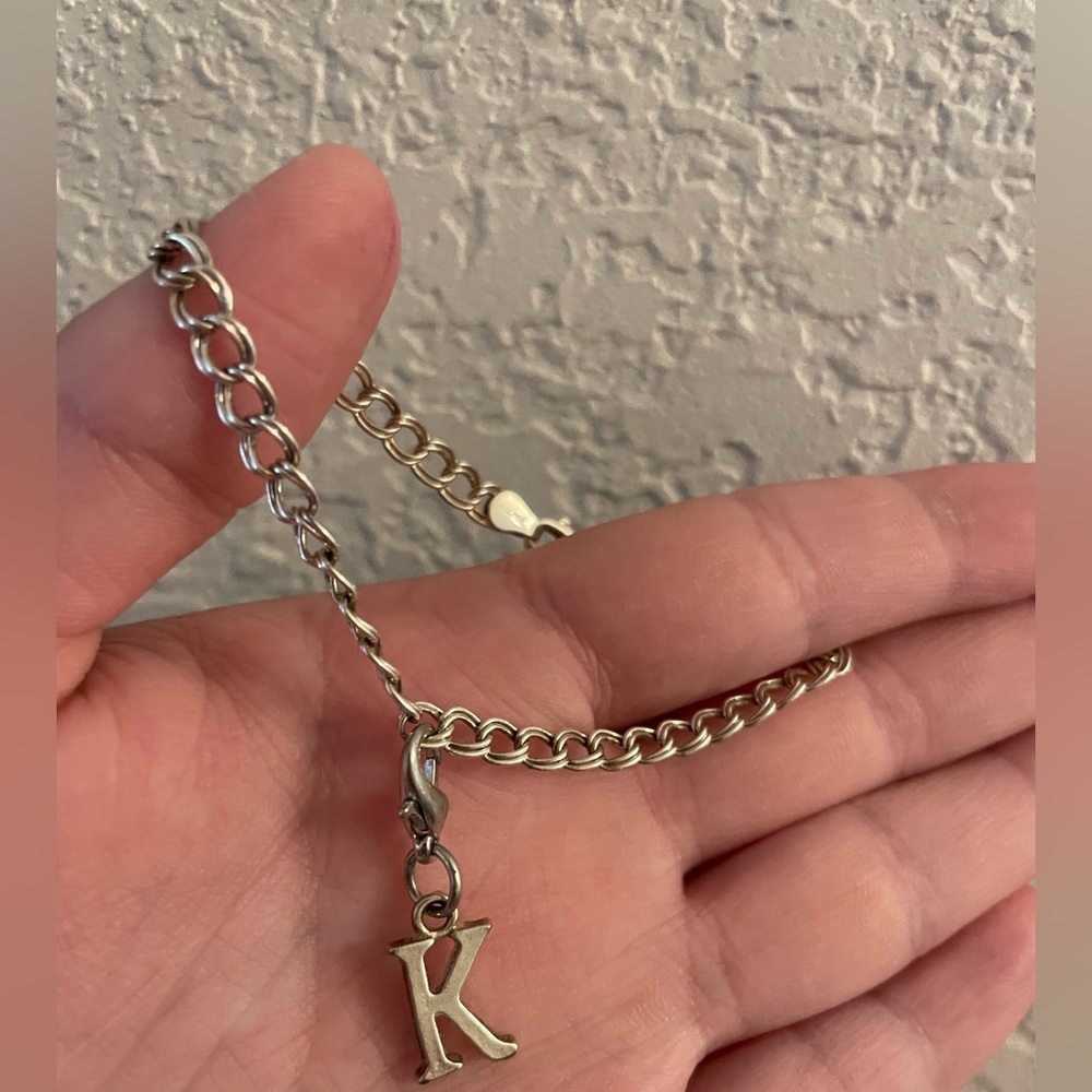 Silver K Charm Bracelet